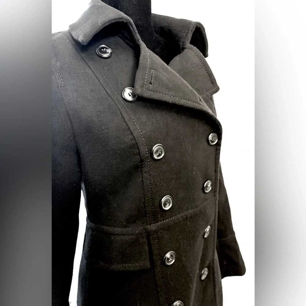 H&M Double Breasted Black Pea Coat - Picture 3 of 6